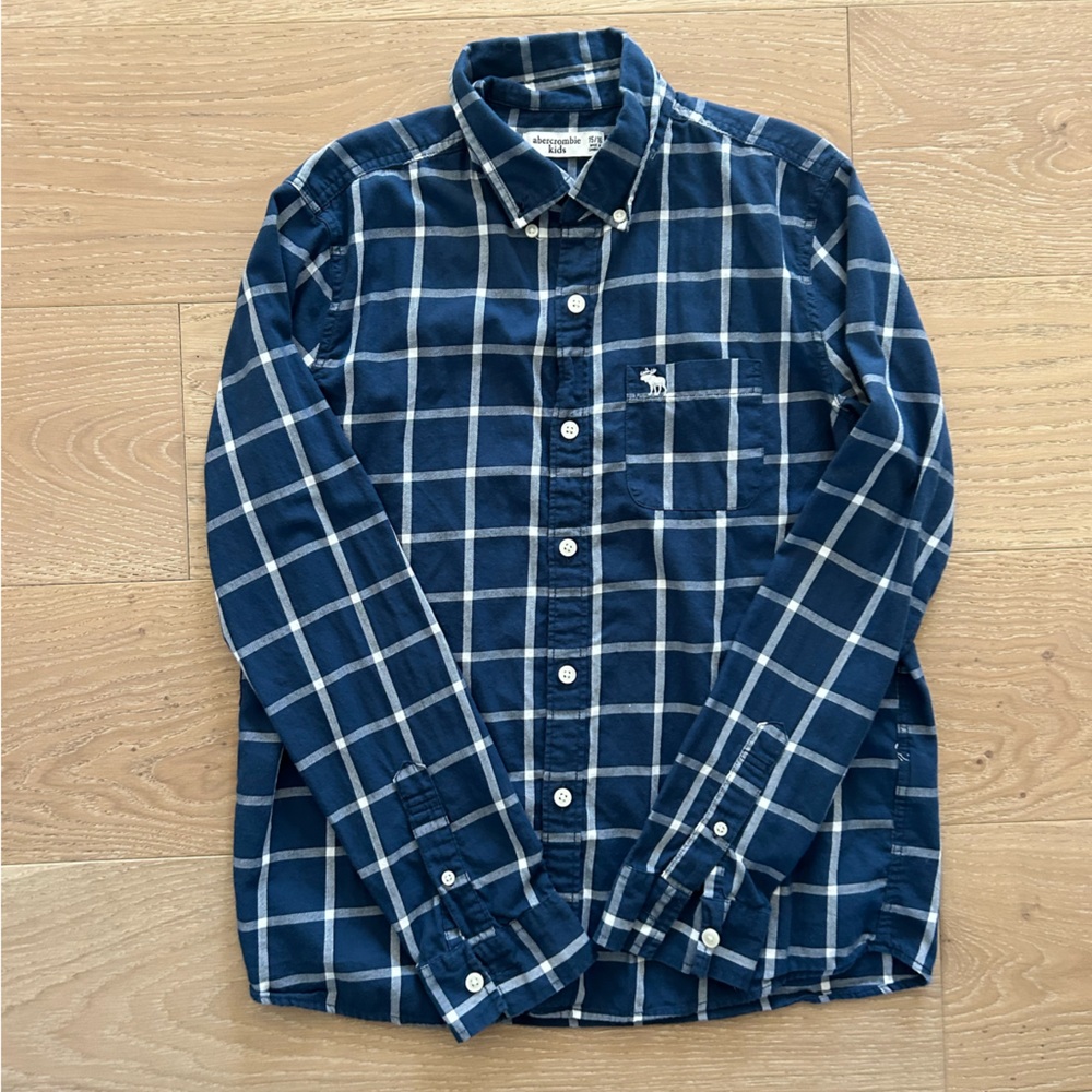 abercrombie kids Navy and White Plaid Button-Down Shirt